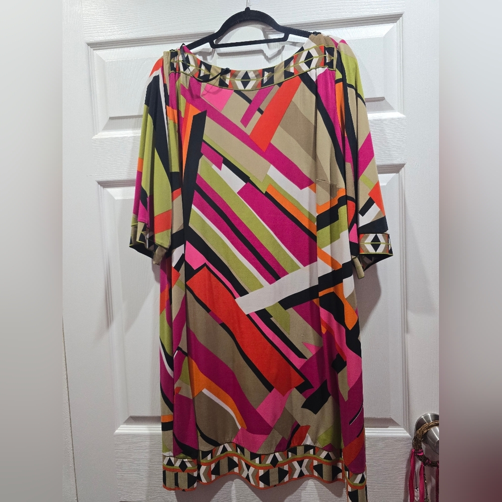 Colorful Geometric Print Dress 20W